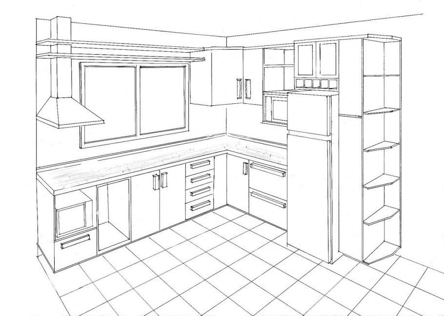 Интерьер кухни раскраска