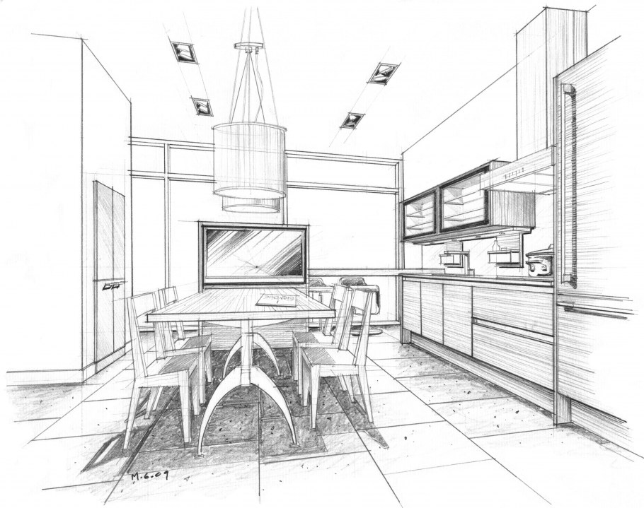 План кухни с барной стойкой