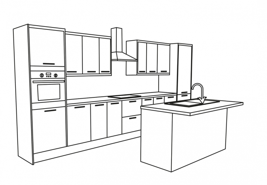 Интерьер кухни столовой эскиз