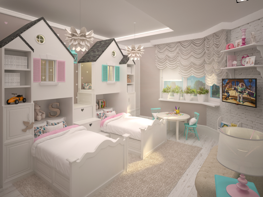 Комната для двух девочек 15 кв