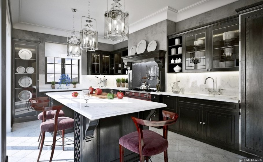 Интерьер серой кухни