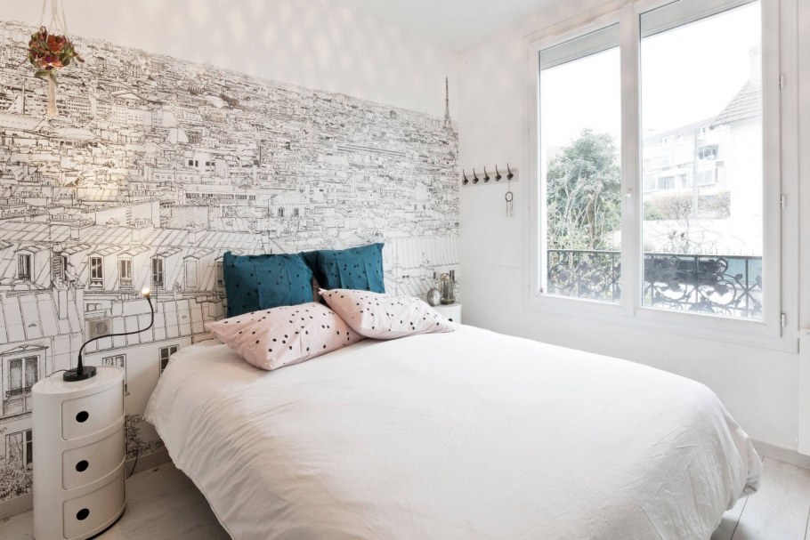 Акцентная стена в маленькой спальне