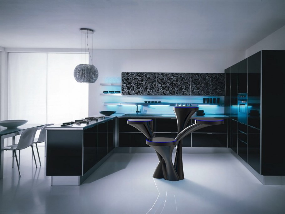 Дизайнерская черная кухня