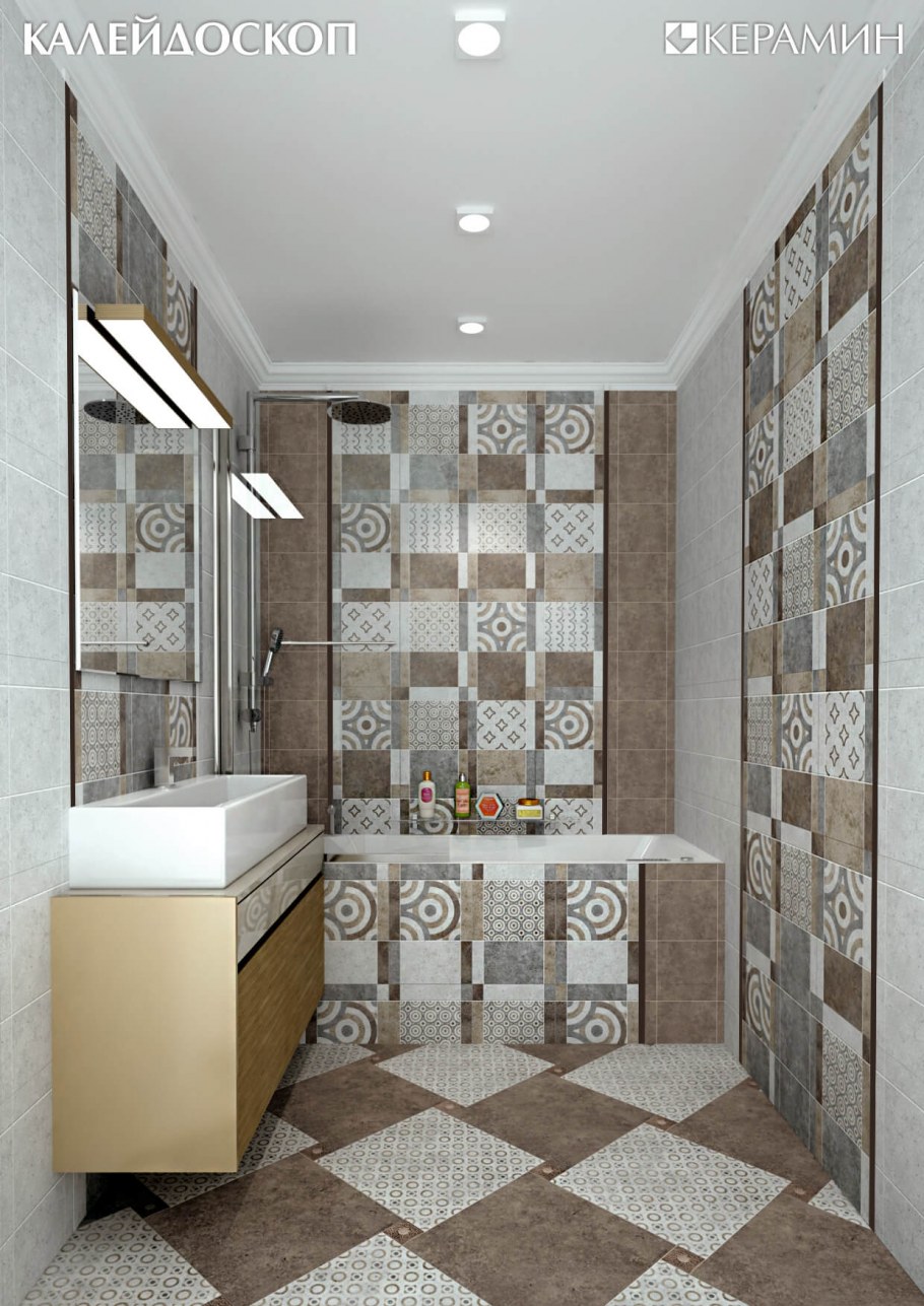 Плитка напольная Керамин Калейдоскоп светло-серая 7п