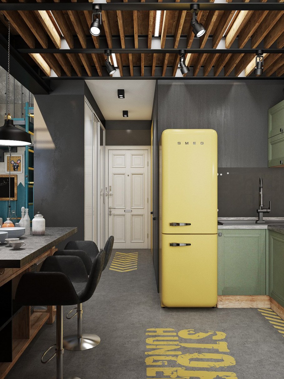 Smeg в интерьере лофт