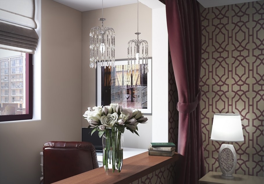 Интерьер комнаты с балконом