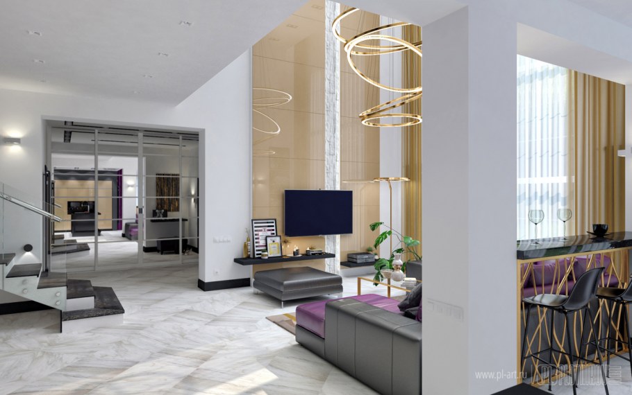 Черно белый современный интерьер