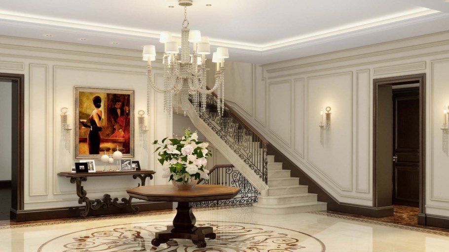 Холл в классическом стиле в частном доме