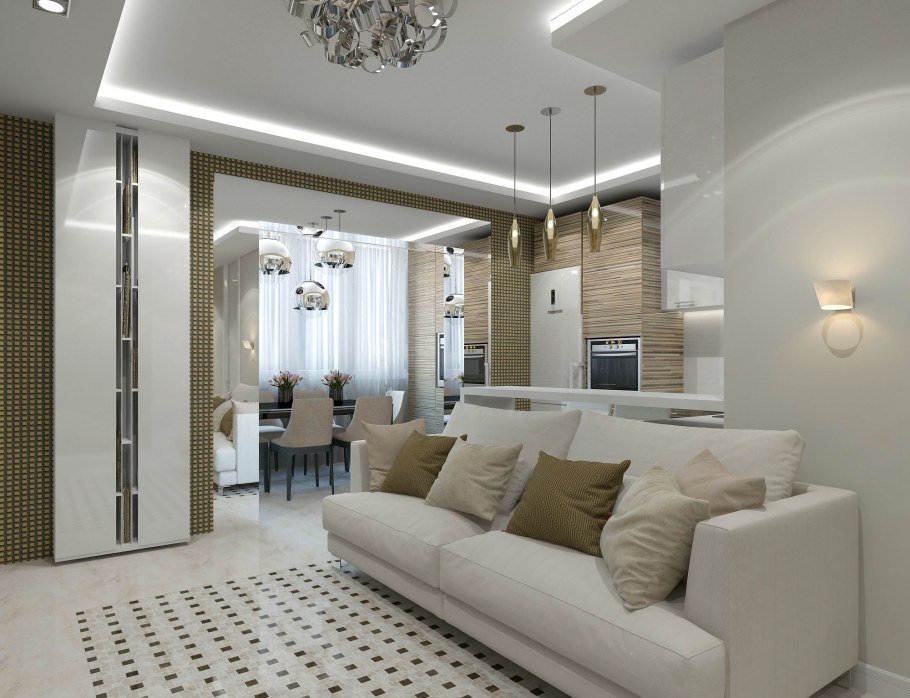 Трехкомнатная квартира с кухней гостиной