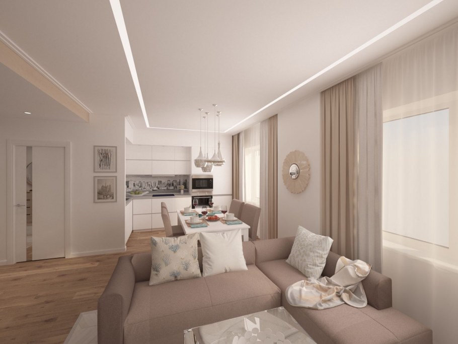 Интерьер 3 комнатной квартиры в светлых тонах