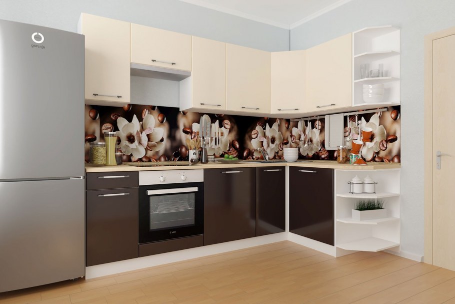 Кухня венге с бежевым