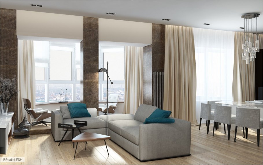 Столовая-гостиная в стиле Контемпорари