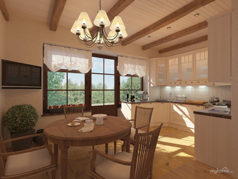 Красивые кухни в деревянном доме