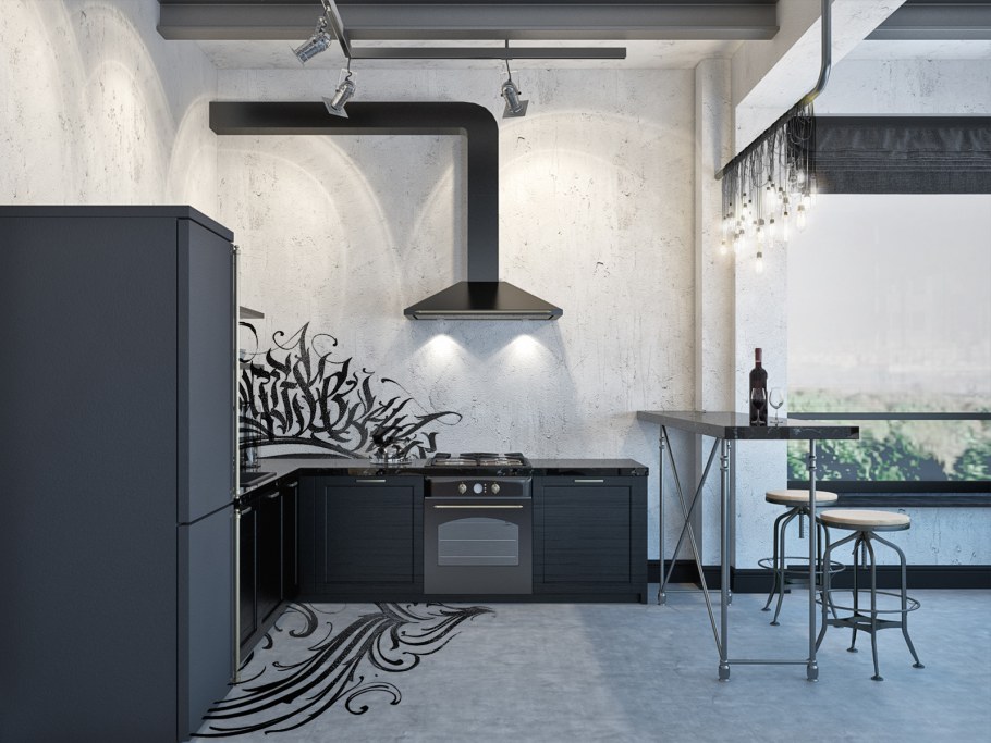 Штукатурка под бетон в интерьере лофт