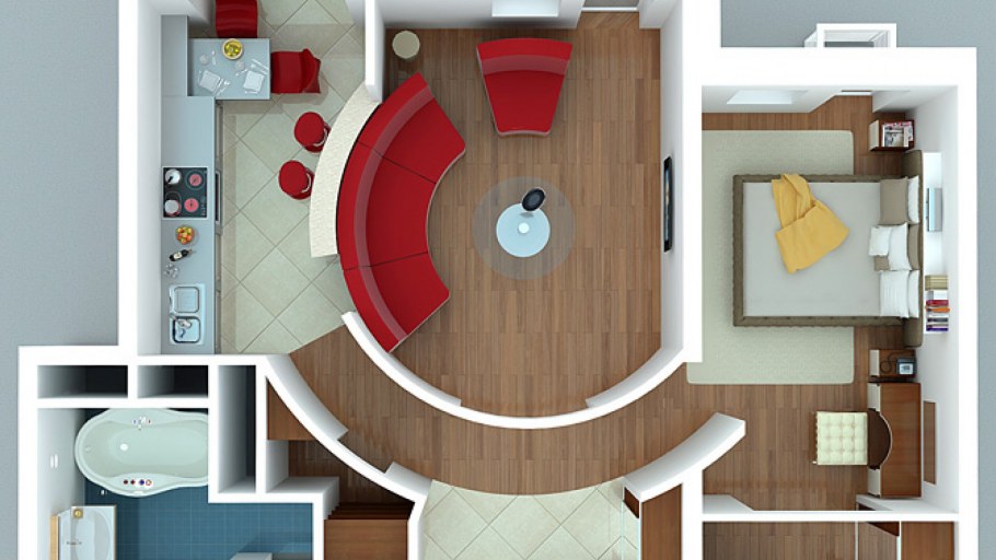 3d планировка 2 комнатной квартиры