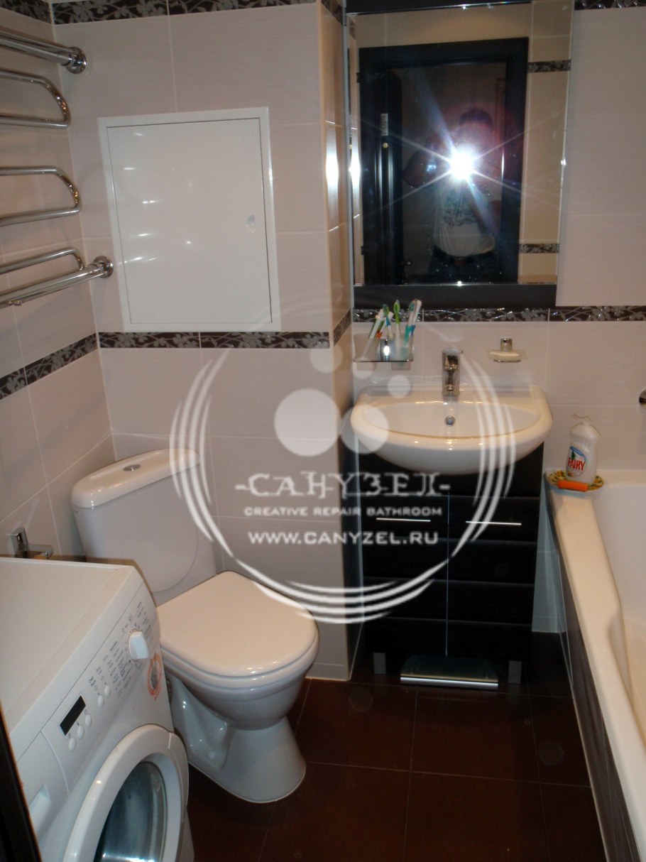 Ванная Объединенная с туалетом в панельном доме