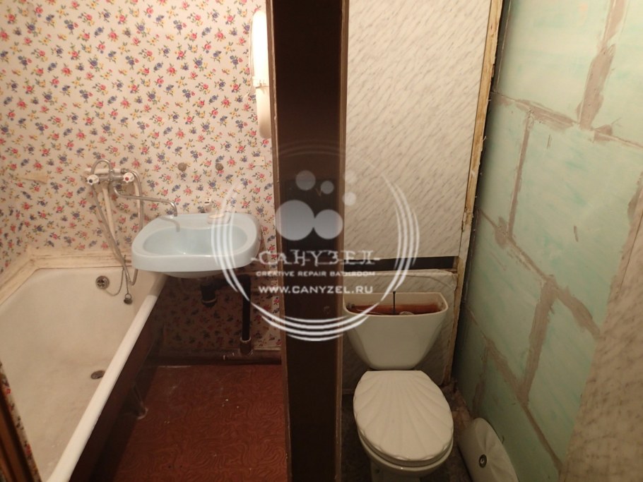 Объединение туалета с ванной в панельном доме II-49