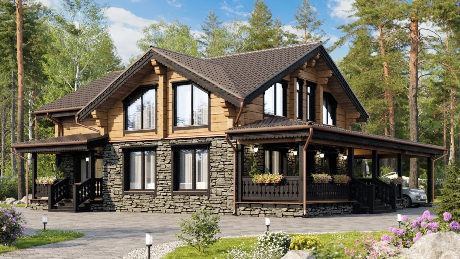 В стиле Шалле дом тёмный верх