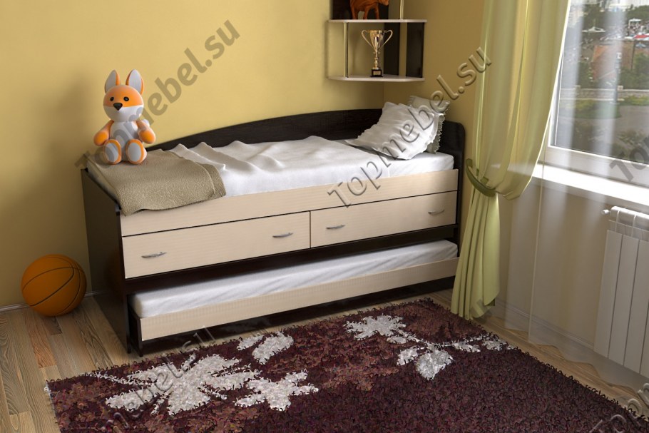 Детская двухъярусная выдвижная кровать СЛАВМЕБЕЛЬ дуэт -2