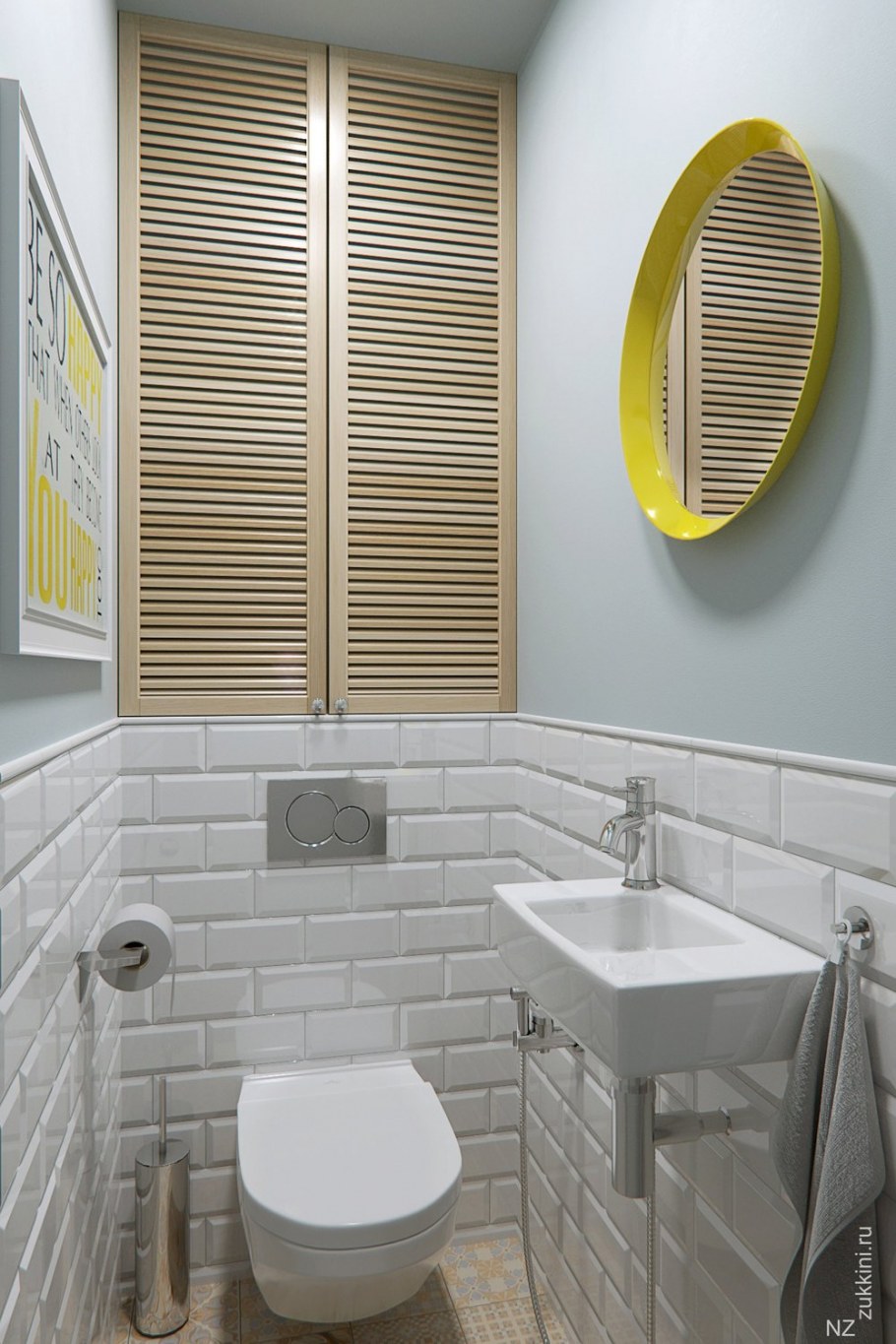 Туалет с инсталляцией и раковиной