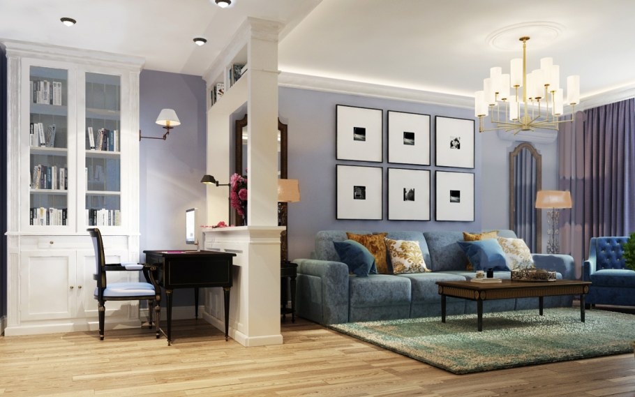 Гостиная с перегородкой в стиле Неоклассика