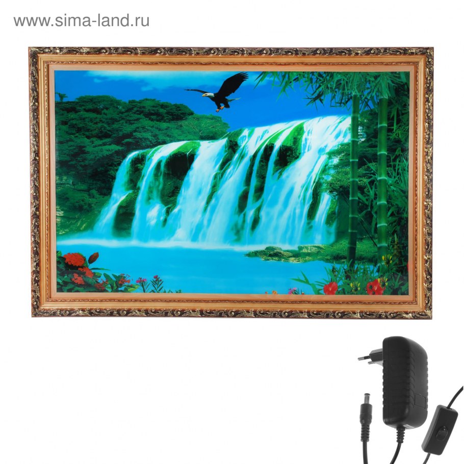 Картина со звуком водопада и пением птиц