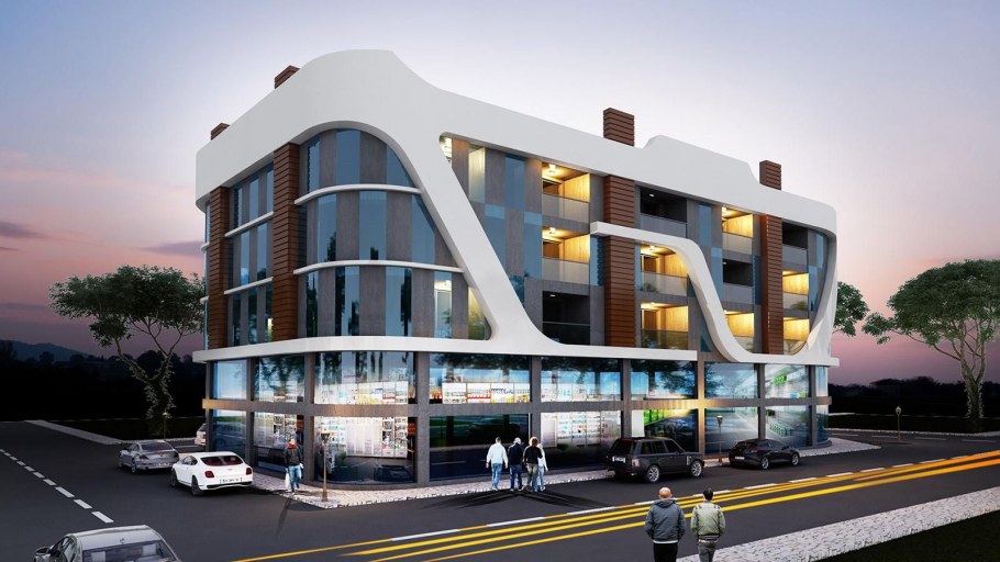 Дизайн экстерьер фасада офисного здания