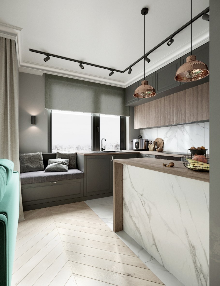 Красивый интерьер кухни Гавия Магнолия