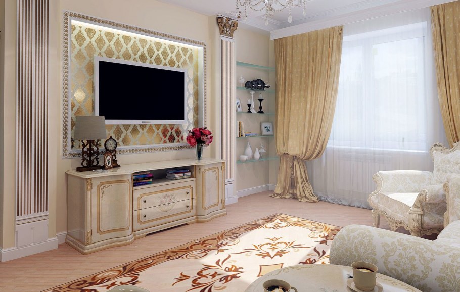 Светлые гостиные в классическом стиле
