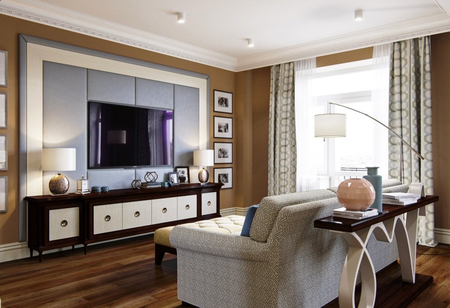 Современная Классик гостиная телевизор