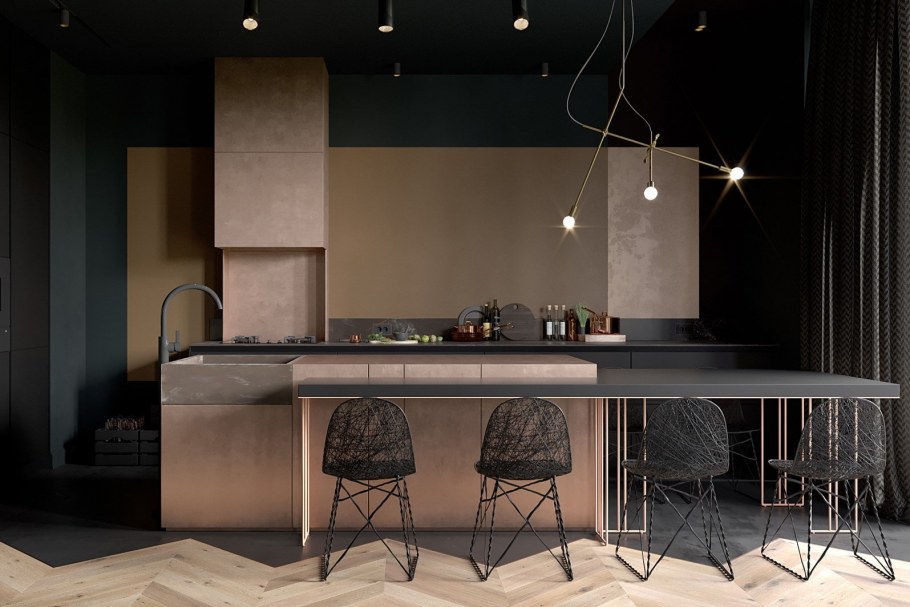 Интерьер кухни брутализм