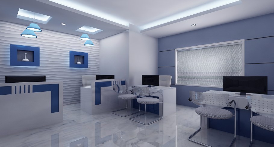 Офис в серо голубых тонах