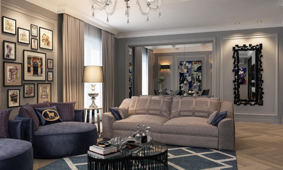 Интерьер загородного дома в неоклассическом стиле