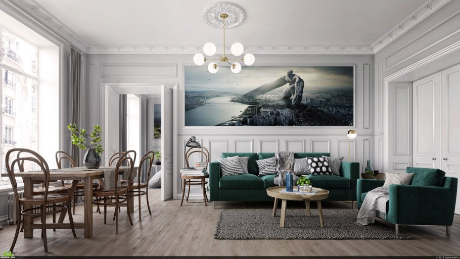 Неоклассицизм в интерьере мята