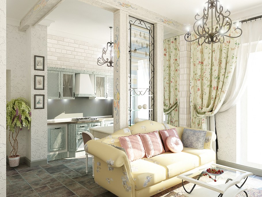 Интерьер однокомнатной квартиры в стиле Прованс