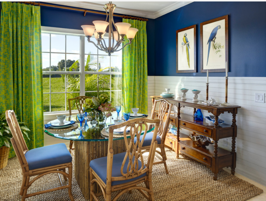 Интерьер в зелено голубых тонах