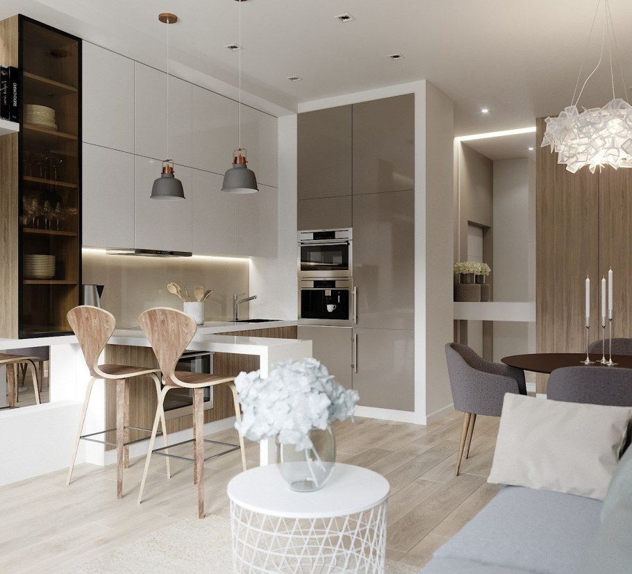 Стильная кухня гостиная