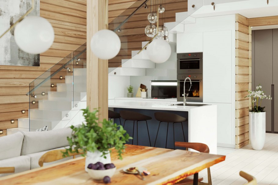 Кухня под лестницей