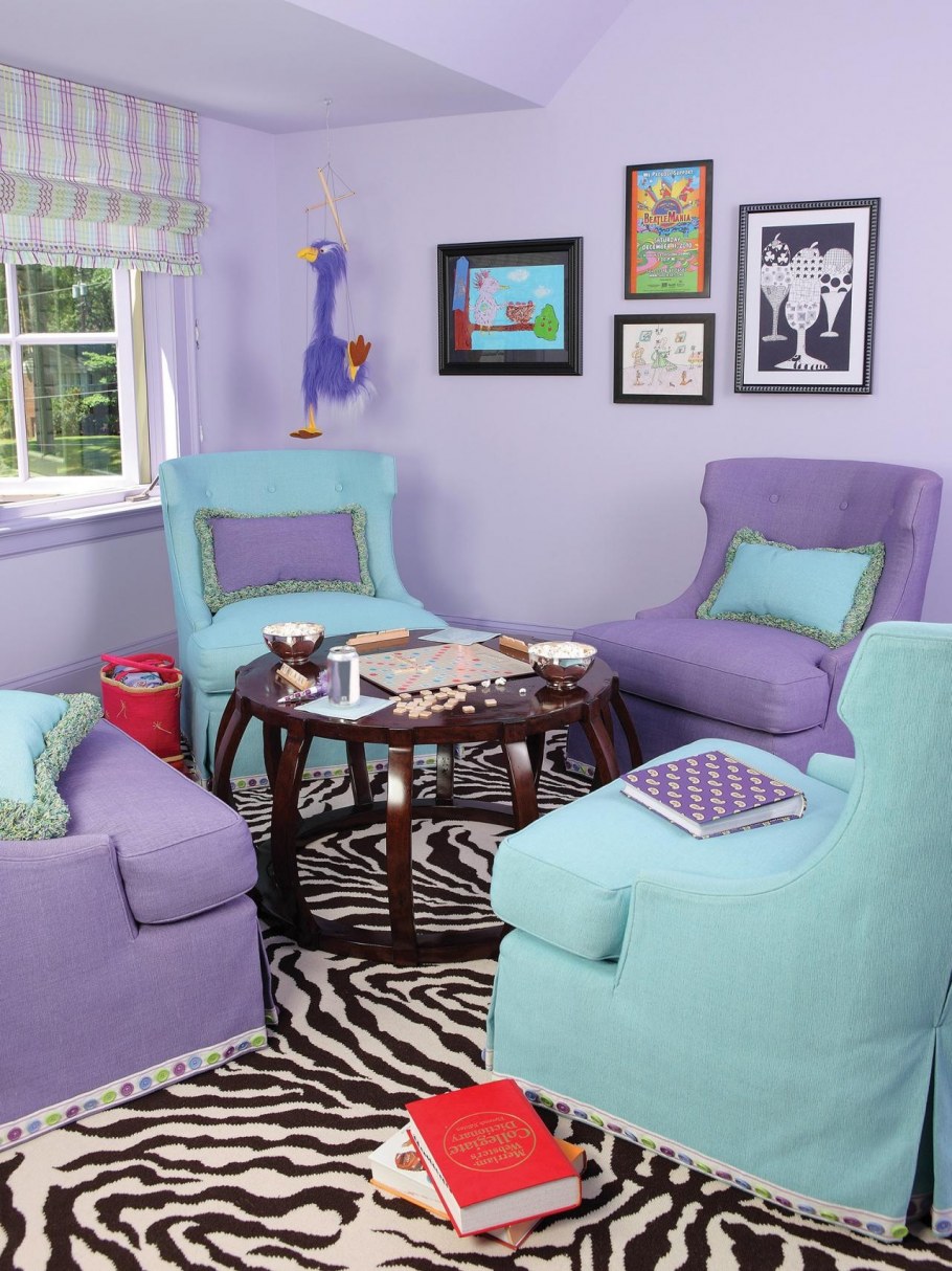 Голубой и сиреневый в интерьере