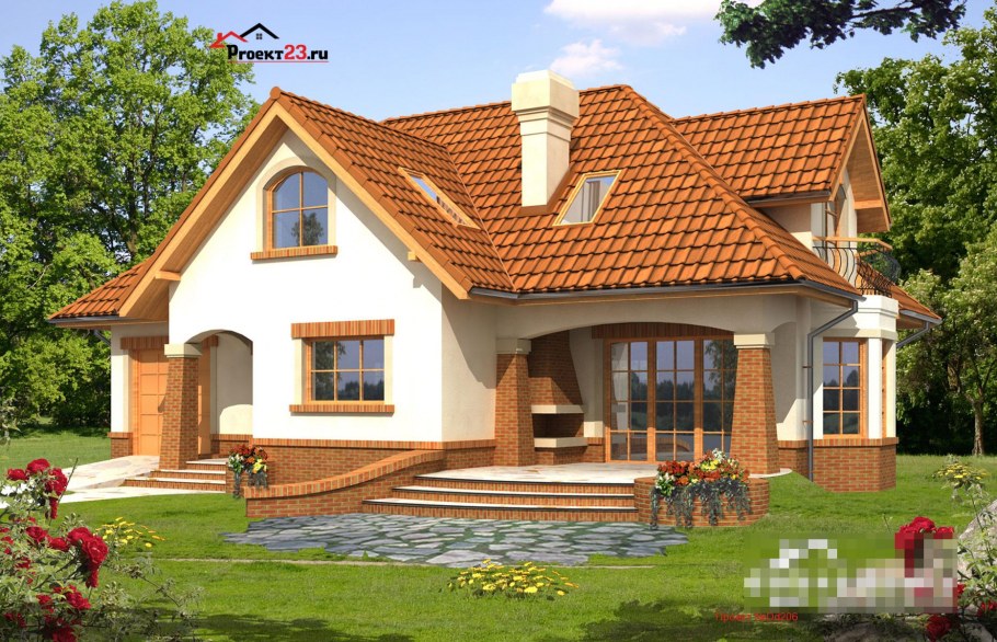 Красивый дом с мансардой