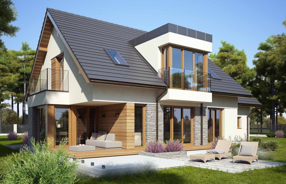 Дом с мансардой и террасой 120кв