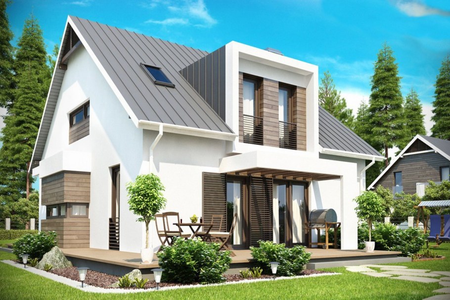 Визуализация фасад домов с мансардой проекты