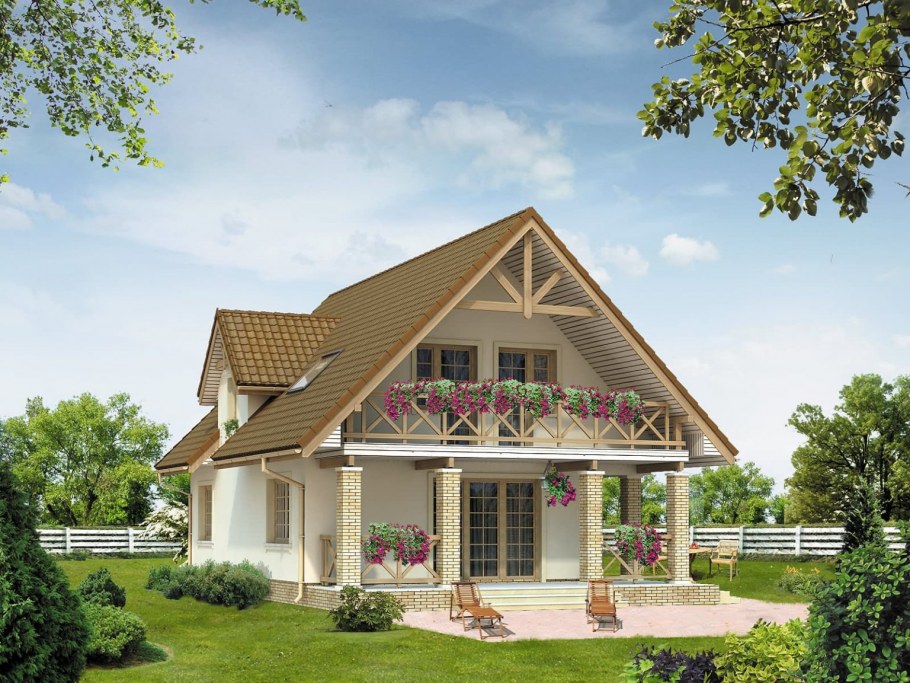 Дом с мансардой и террасой
