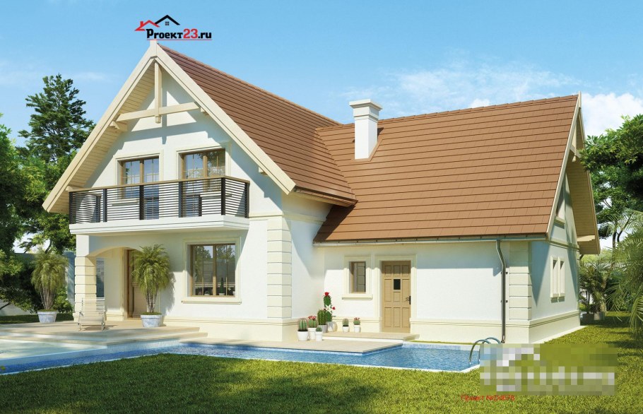 Коттедж с мансардой и террасой