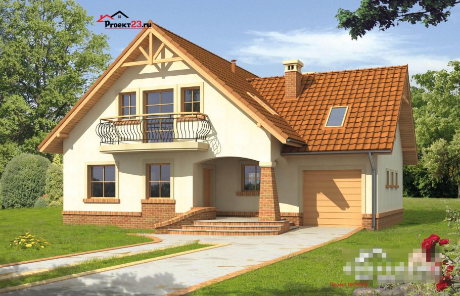 Дом в европейском стиле одноэтажный с мансардой