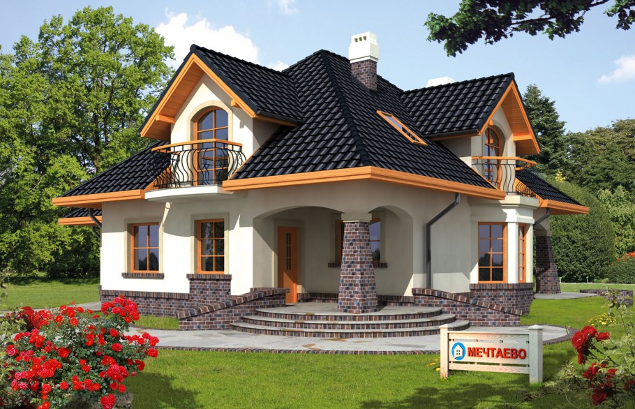 Каменный дом с мансардой