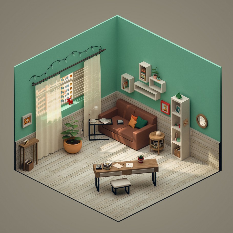 Спальня isometric 3d