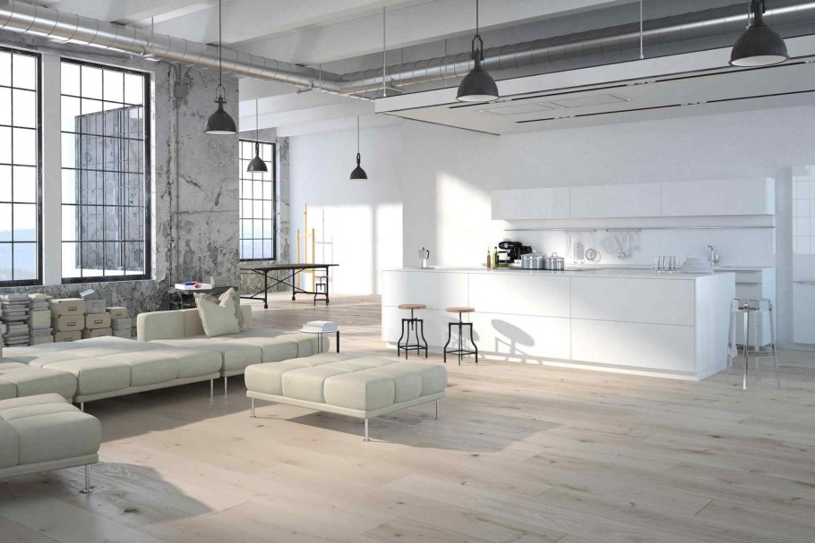 Интерьер лофт в светлых тонах