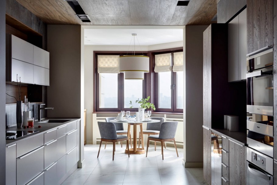 Красивая стильная белая кухня