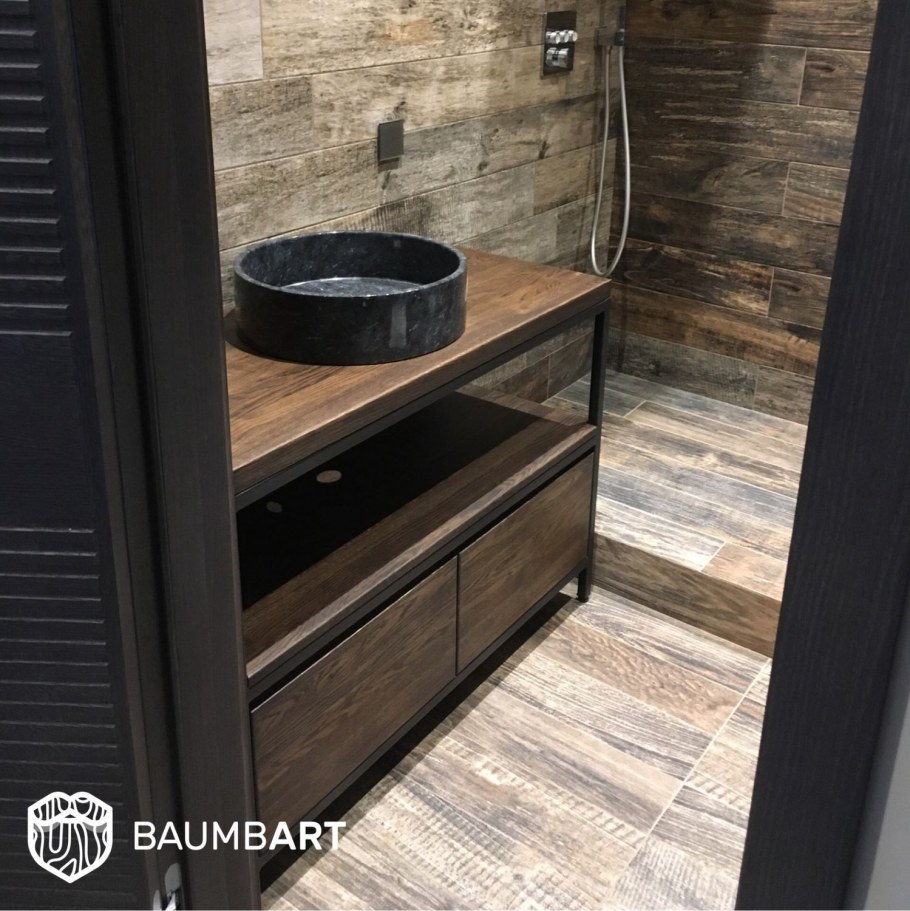 Тумба под раковину напольная «лофт» 100 см цвет дуб Вотан